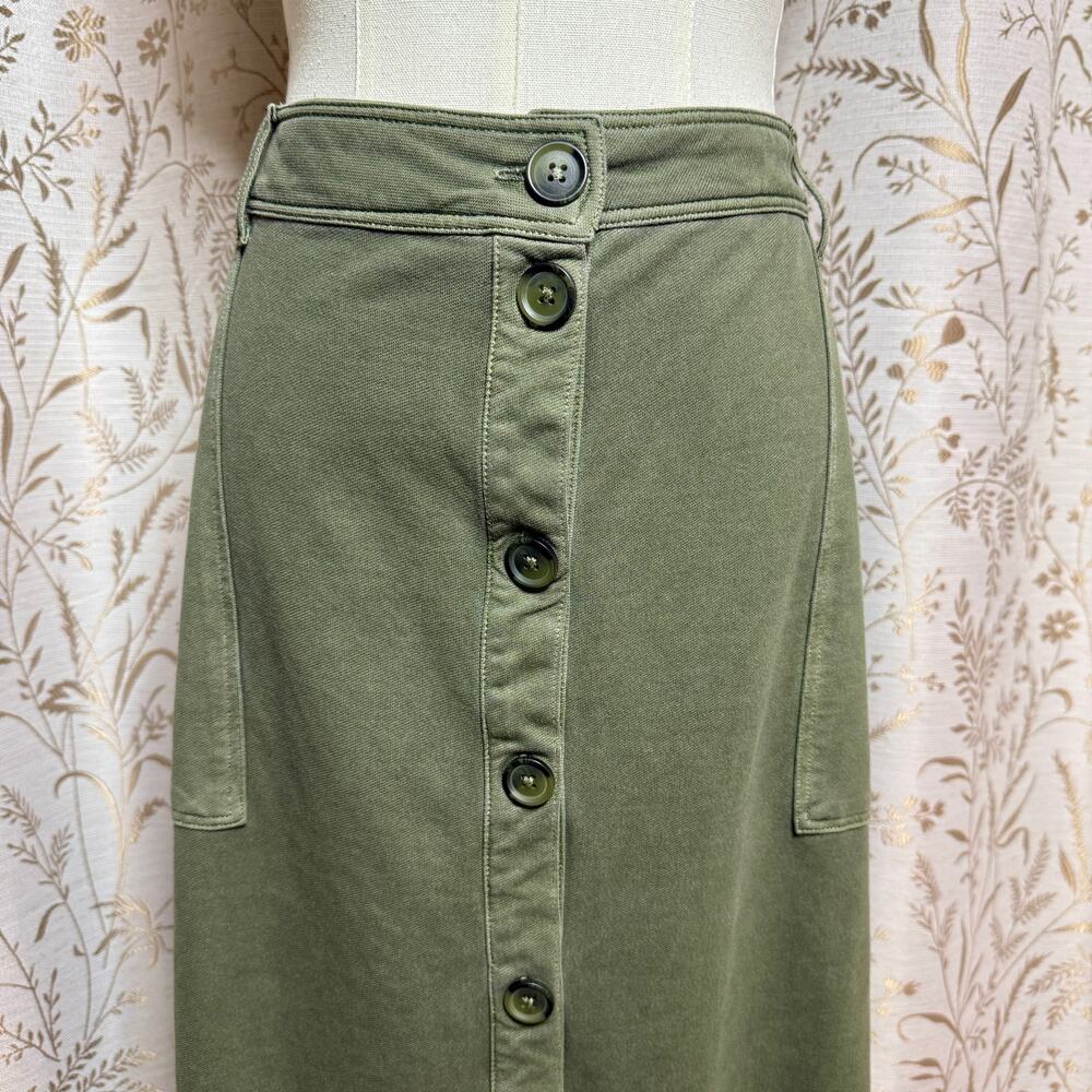 SONOMA Green Button Front Utility Midi Skirt Womens XL Prairie Cottagecore Boho - Picture 3 of 14
